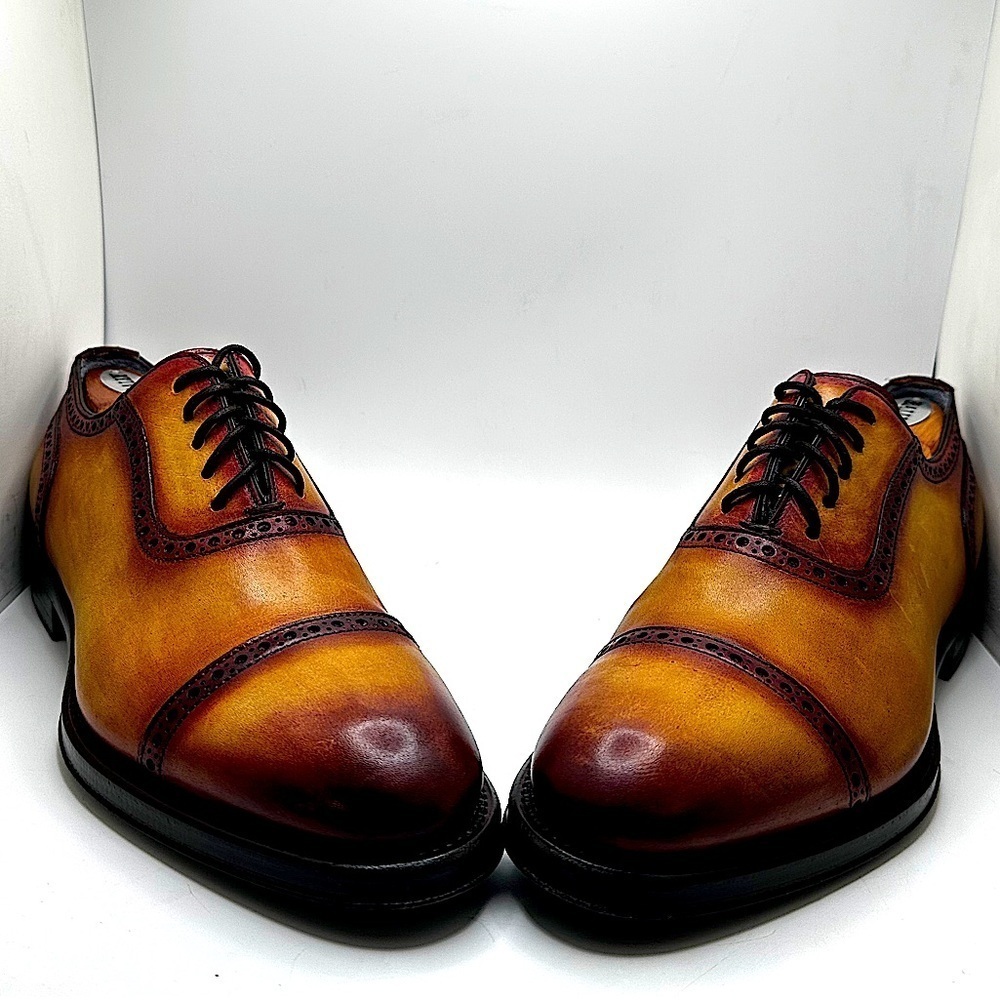 STUNNING Zampiere Burnished Calf-Skin Leather Cap-Toe Oxfords 🤩🤩🤩 MINT COND. - Picture 12 of 16